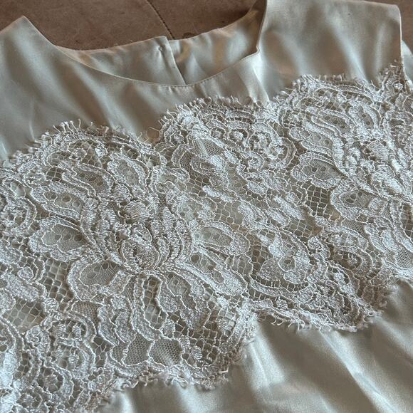 Silk Lace Blouse Vintage 90s Sleeveless Romantic Bridal Victorian Top M - Picture 4 of 10
